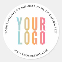 Business Custom Logo Company White Round Stickers