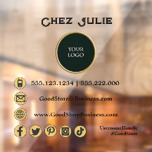 Business Custom Logo & Gold Social Media Icons  