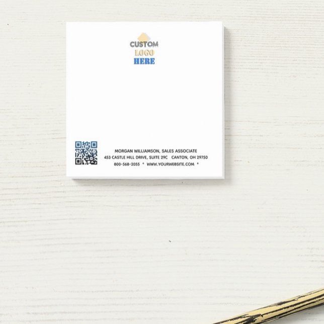 Business Custom Logo QR Code Website phone Post-it Notes (Creator Uploaded)