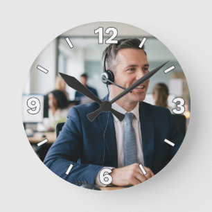Business Customer Service Headset Decor Round Clock