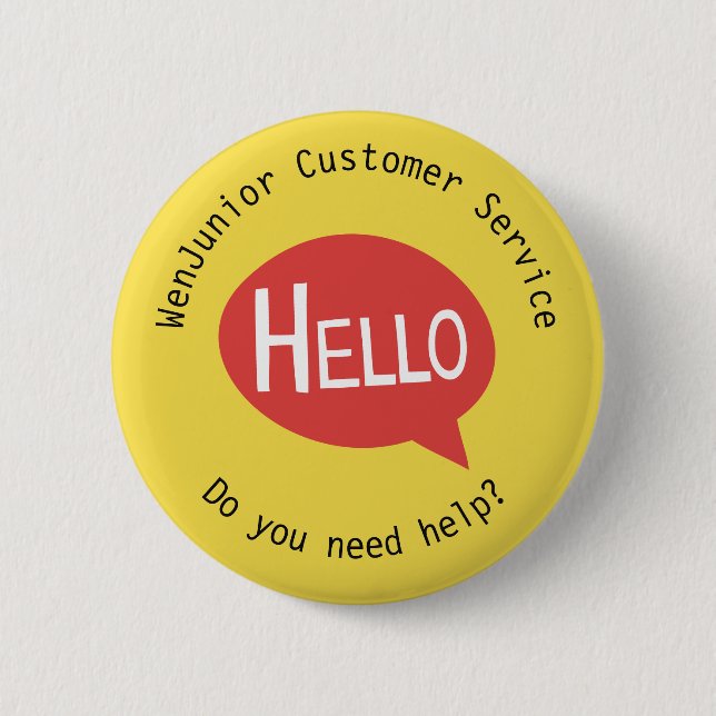 Business Customer Service Hello Help Yellow Custom 2 Inch Round Button (Front)