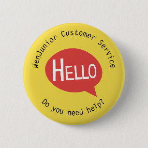 Business Customer Service Hello Help Yellow Custom 2 Inch Round Button