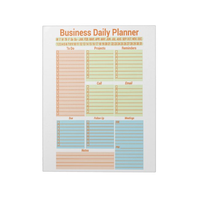 Business Daily Planner, New Year Notepad (Rotated)