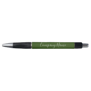 Business Dark Green and White Script Company Name Pen