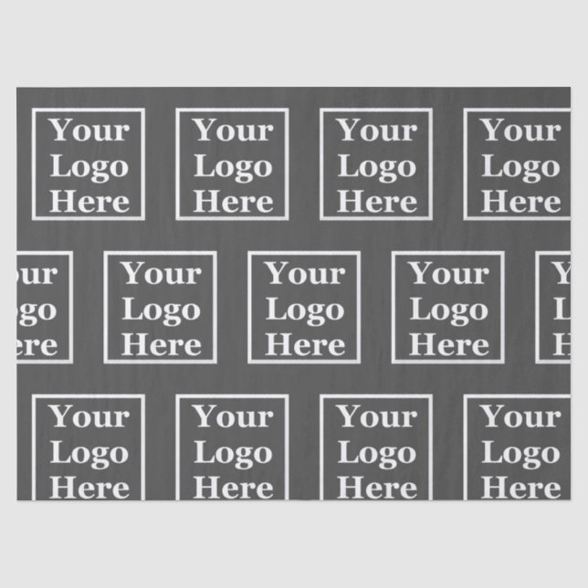 Business Dark Grey Your Logo Here Pattern Template Tissue Paper (Front)