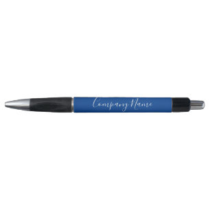 Business Deep Blue and White Script Company Name Pen