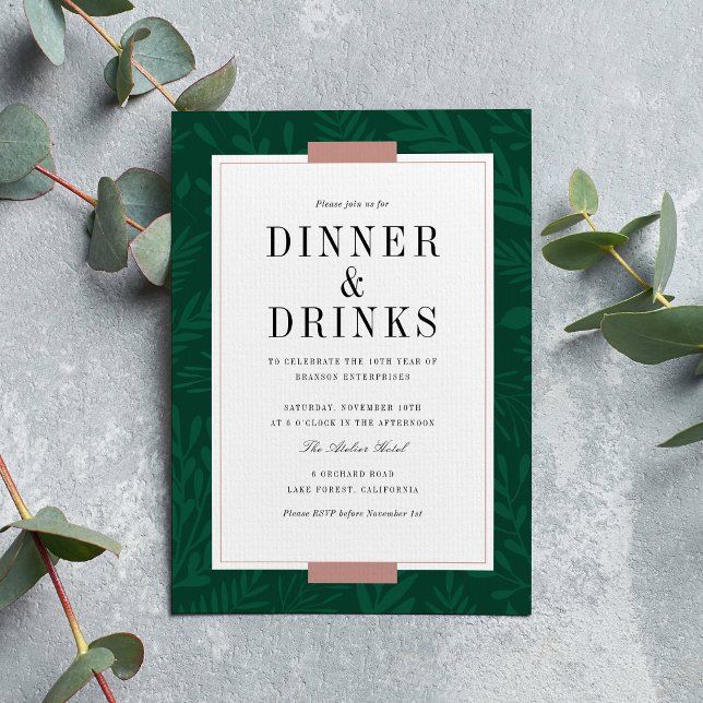 Business Dinner & Drinks - Emerald Invitation (Creator Uploaded)