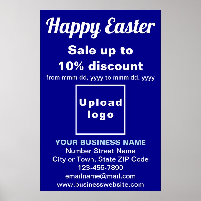 Business Easter Holiday Sale Blue Poster (Front)
