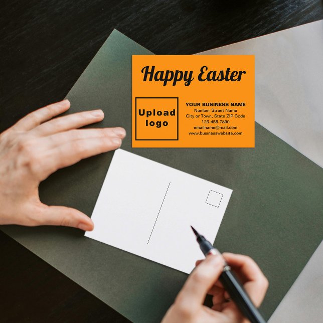 Business Easter Orange Colour Holiday Postcard (Business Easter orange color holiday postcard)