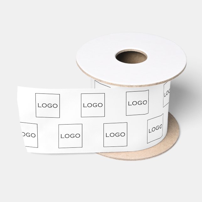 Business Elegant Custom Simple White Logo Photo Satin Ribbon (Spool)