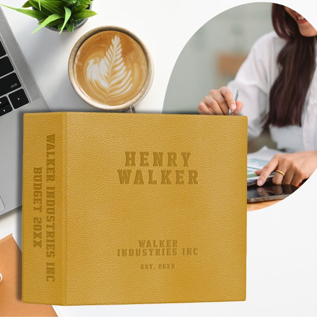 Business Embossed Gold Yellow Vegan Leather Budget Binder (Creator Uploaded)