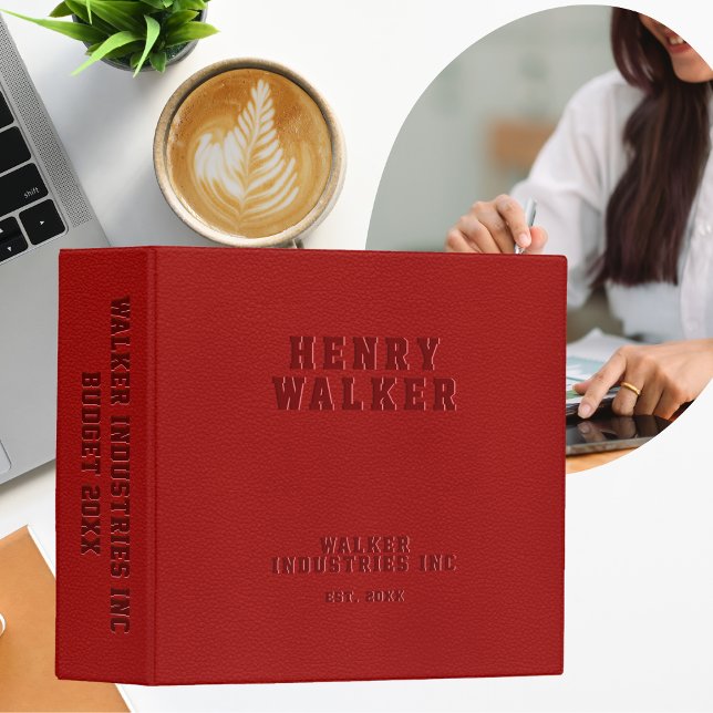 Business Embossed Red Vegan Leather Budget Binder (Creator Uploaded)