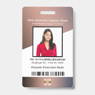 Business Employee Bar Code Logo ID Identification Badge