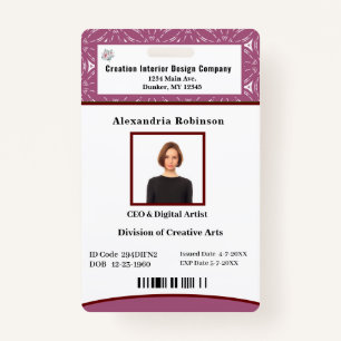 Business Employee Bar Code Logo ID Identification Badge