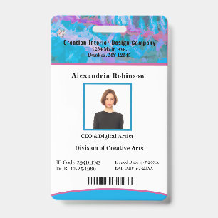 Business Employee Bar Code Logo ID Identification Badge