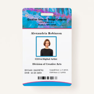 Business Employee Bar Code Logo ID Identification Badge