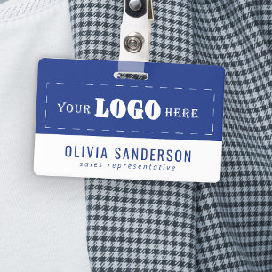 Business employee job title company logo blue ID Badge