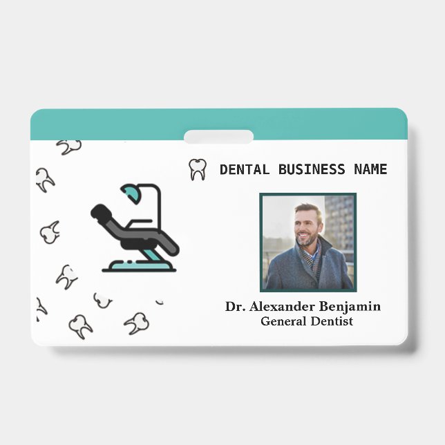 Business Employee Photo Dentist Logo Custom Badge (Front)