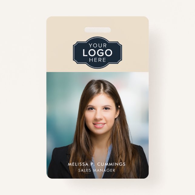 Business Employee Photo ID with QR Code Custom Badge (Front)