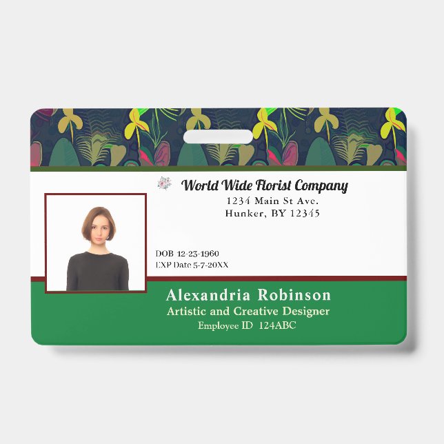 Business Employee Photo Logo Personalize Badge (Front)