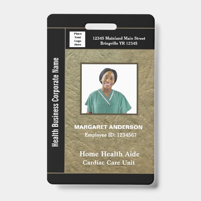 Business Employee Photo Name Logo Custom Badge (Front)