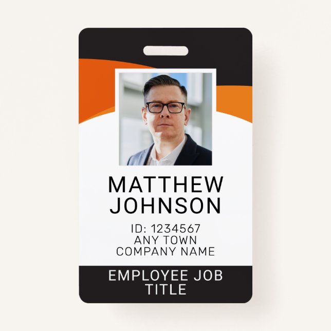 Business Employee Photo Name Template ID Badge (Front)