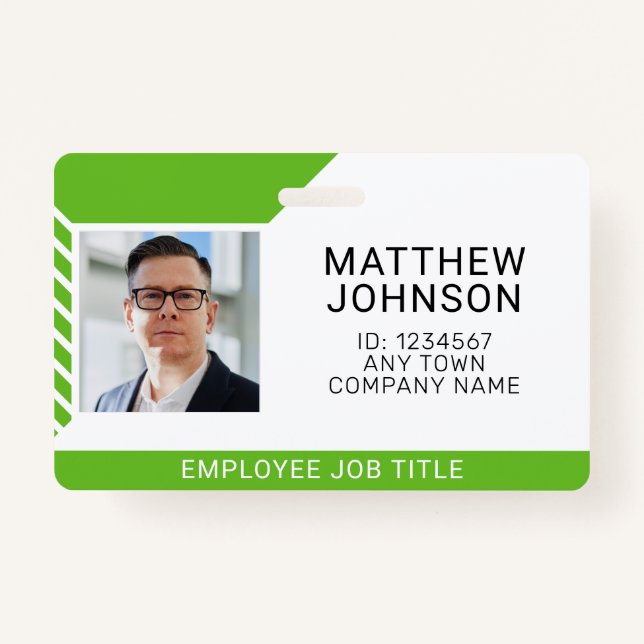 Business Employee Photo Name Template ID Badge (Front)