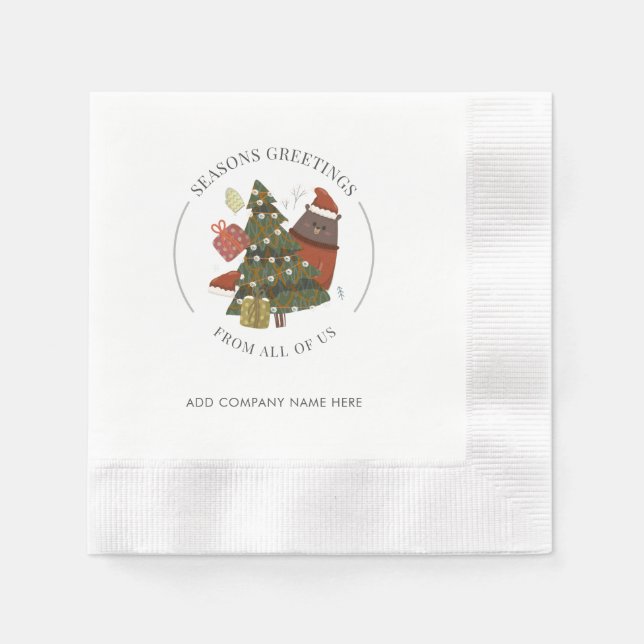 Business Employees Christmas Holidays Party Paper Napkin (Front)