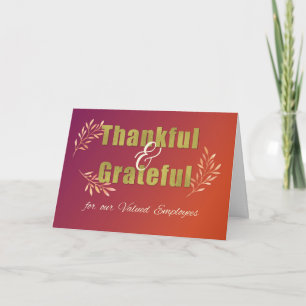 Business Employees Thanksgiving Grateful Card