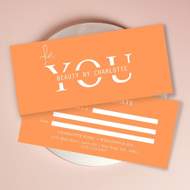 BUSINESS ENTITY CERTIFICATE (Personalized, BUSINESS GIFT CERTIFICATE! Orange & White, modern, minimal with a luxury touch.
)