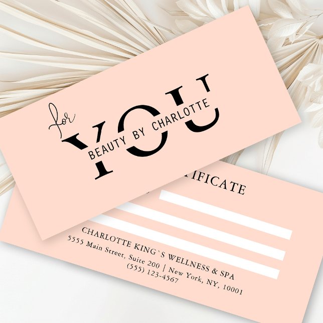 BUSINESS ENTITY CERTIFICATE (Personalized, BUSINESS GIFT CERTIFICATE! Peach & White, modern, minimal with a luxury touch.
)