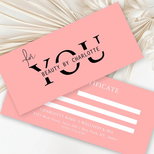 BUSINESS ENTITY CERTIFICATE (Personalized, BUSINESS GIFT CERTIFICATE! Pink & White, modern, minimal with a luxury touch.
)