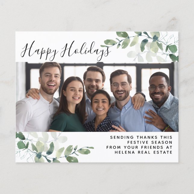 Business Eucalyptus Photo Happy Holidays Flyer (Front)