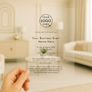 Business Event Invitation   Acrylic Logo Invites