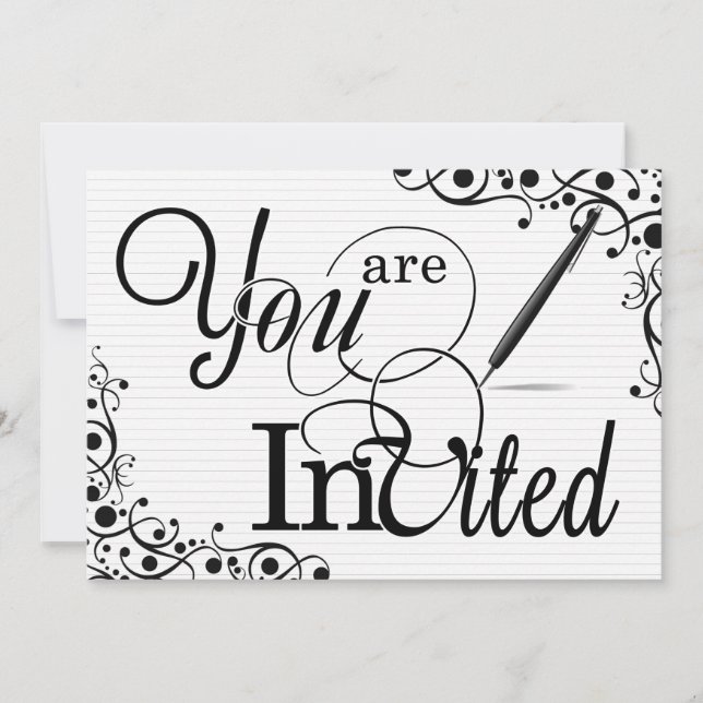 Business Event or Party Classic Black and White Invitation (Front)