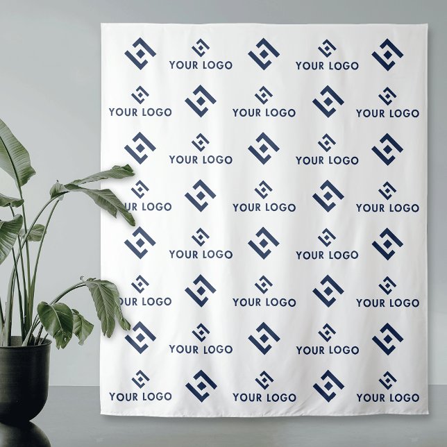 Business Event Step & Repeat Logo Backdrop Banner Tapestry (Modern step and repeat logo backdrop tapestry with space for logo and monogram or two logos)