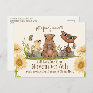 Business Fall Back Time Change Reminder Postcard