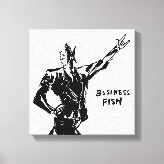 Business Fish Ink painting (Version ZEN) Canvas Print (Front)