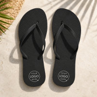 Business Flip Flops | Logo Black Pool Beach Shoes