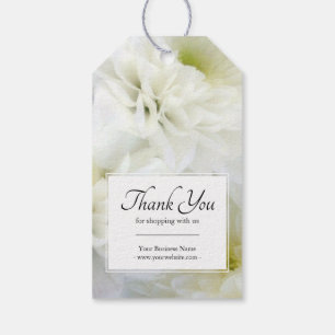 Business Floral White Bouquet Thank You Gift Tags