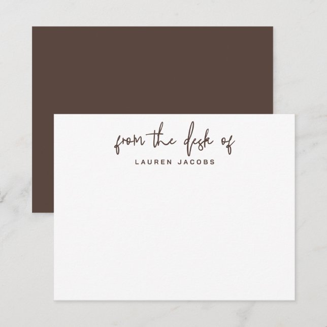 Business From The Desk Of Rustic Brown Stationery Card (Front/Back)