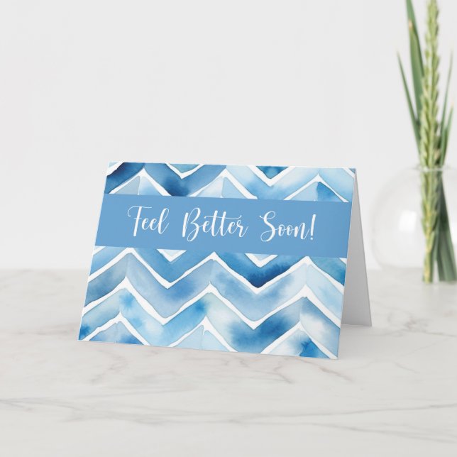 Business Get Well from Group Blue Chevron Pattern Card (Front)