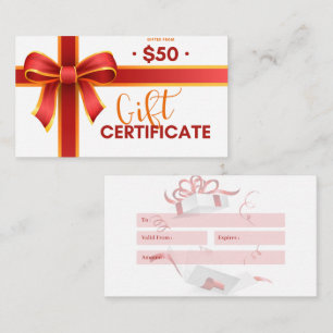 Business gift certificate