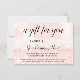 Business Gift Certificate Blush Glitter Simply