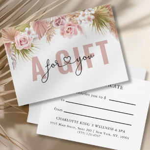 BUSINESS GIFT CERTIFICATE   BOHO