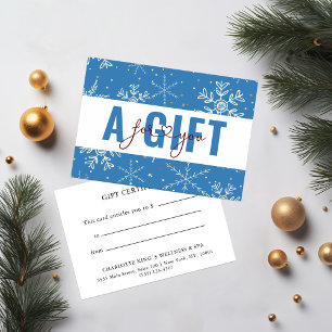 BUSINESS GIFT CERTIFICATE Christmas Snow Pattern