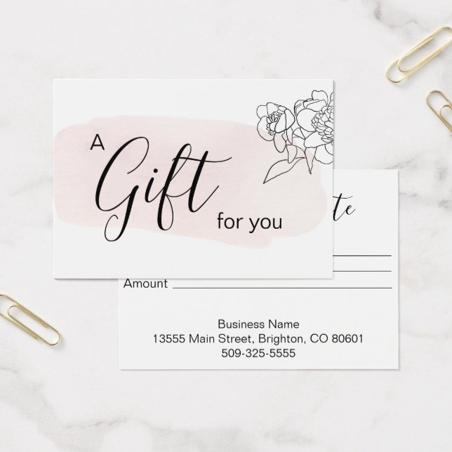 Business Gift Certificate Feminine Pink Wash (Office)