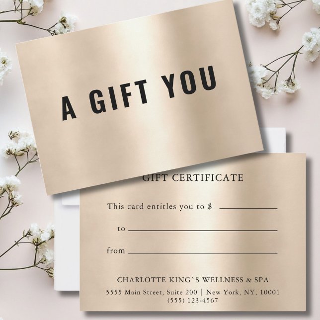BUSINESS GIFT CERTIFICATE | Gold (Personalized BUSINESS GIFT CERTIFICATE | Gold. Modern minmal, luxury.)
