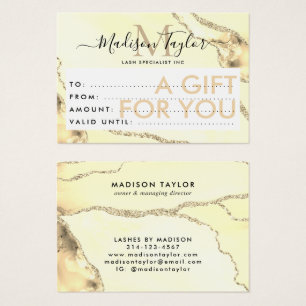 Business Gift Certificate Gold Glitter Agate