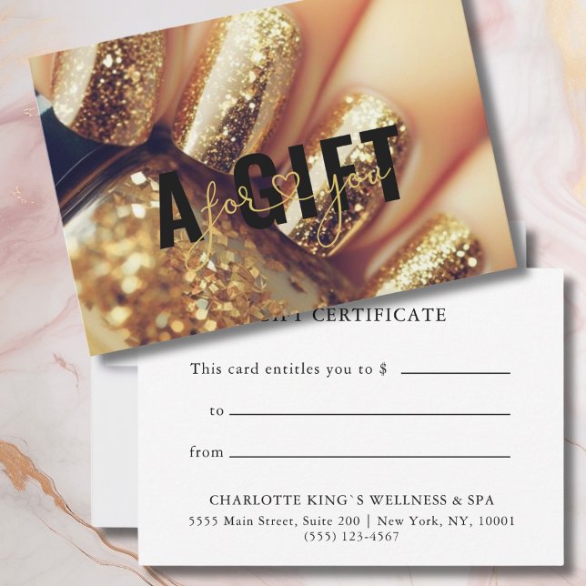 BUSINESS GIFT CERTIFICATE | Gold Glitter Nails  (BUSINESS GIFT CERTIFICATE | Glitter Nails)
